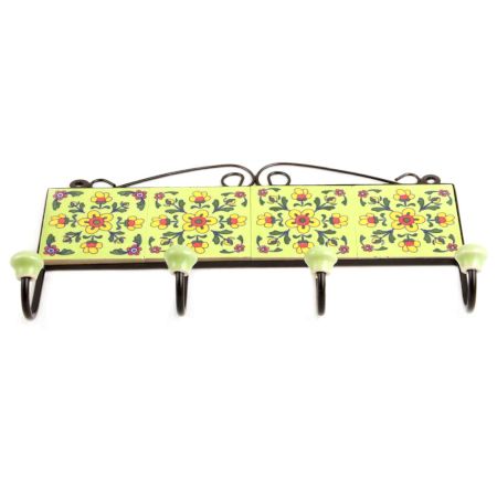 Lime Green Yellow Tiny Flower Tiles Hooks